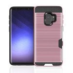 Wholesale Galaxy S9+ (Plus) Credit Card Armor Hybrid Case (Rose Gold)